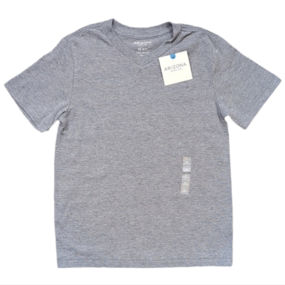 NEW Arizona Heather Gray TShirt Boys Size XS 6 7 Short Sleeve Vneck Kids Top